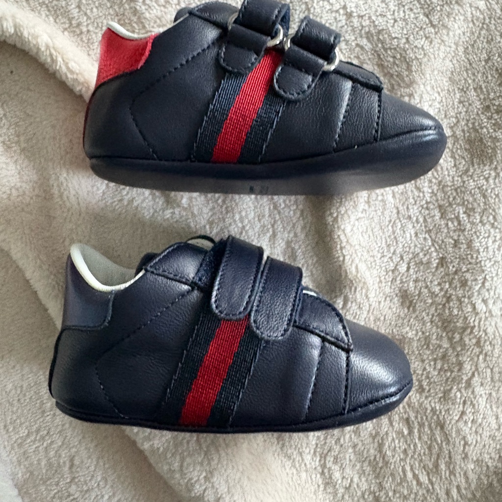 Gucci (From Saks Fifth Avenue) Blue And Red Baby Shoes